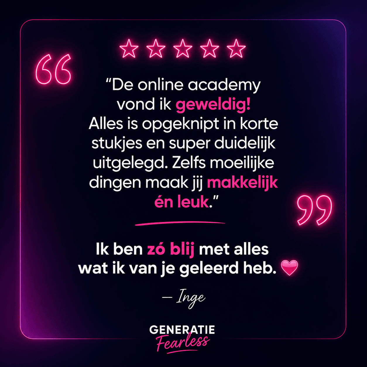Review van Inge over de online academy